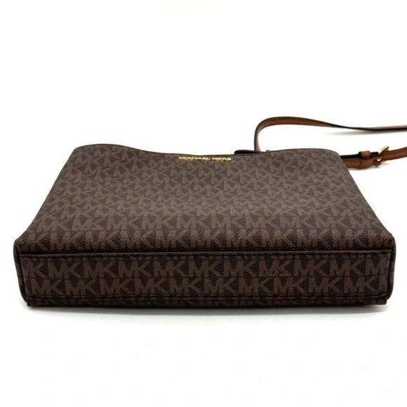 Michael Kors Trisha Medium Triple Compartment Crossbody Bag Brown Signature - Picture 10 of 11